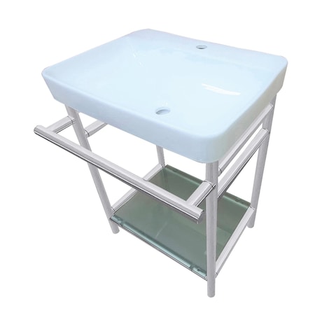 Kingston Brass VPB23181 23-Inch Ceramic Console Sink (1-Hole), White/Chrome VPB23181